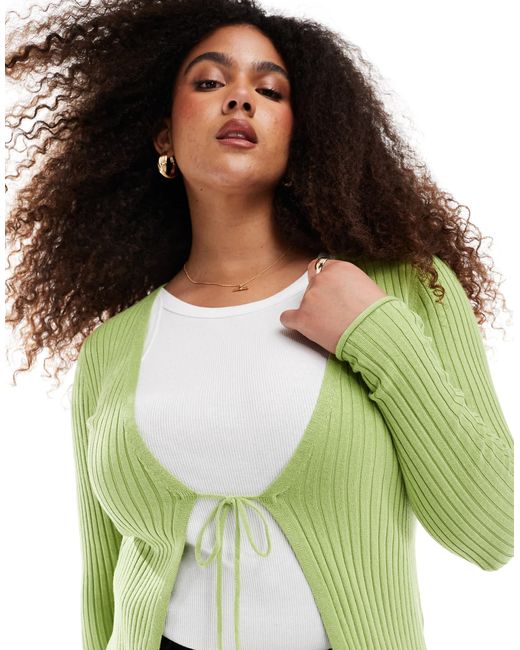ONLY Green – gerippte strickjacke