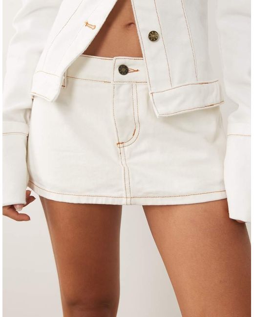 Lioness Natural Rhode Cotton Denim Ultra Mini Skirt Co-ord