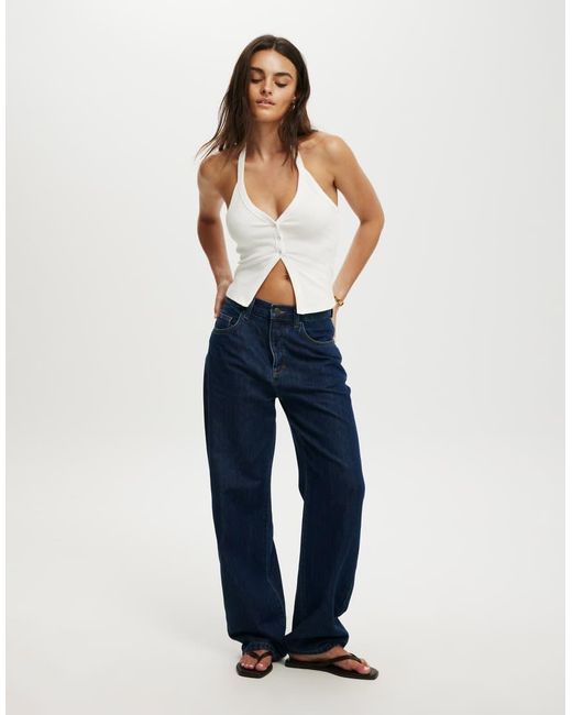 Cotton On Blue Alexa Button Front Halter