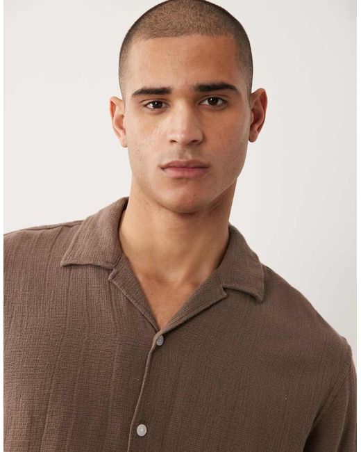 SELECTED Brown Textured Shirt for men