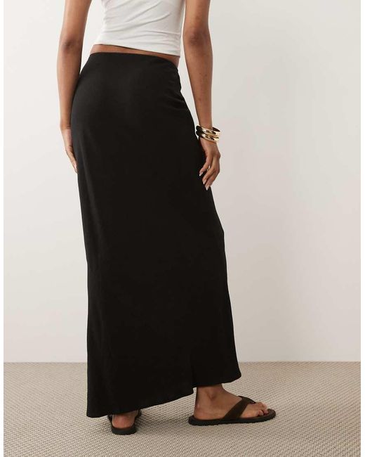 ASOS Black Asos Design Tall Linen Bias Midaxi Skirt