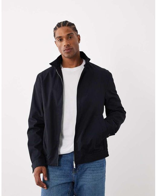 Mango Blue 100% Cotton Zip Through Harrington Jacket for men