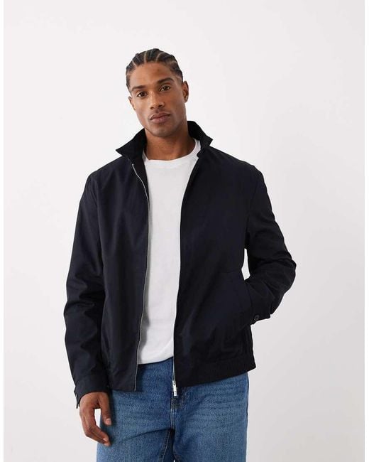 Mango Blue 100% Cotton Zip Through Harrington Jacket for men