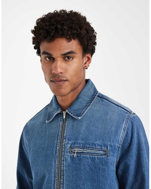 Levi's Blue Garage Denim Zip Through Jacket for men
