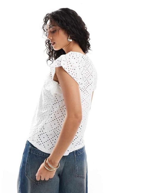 Vero Moda White Sleeveless Jersey Broderie Top
