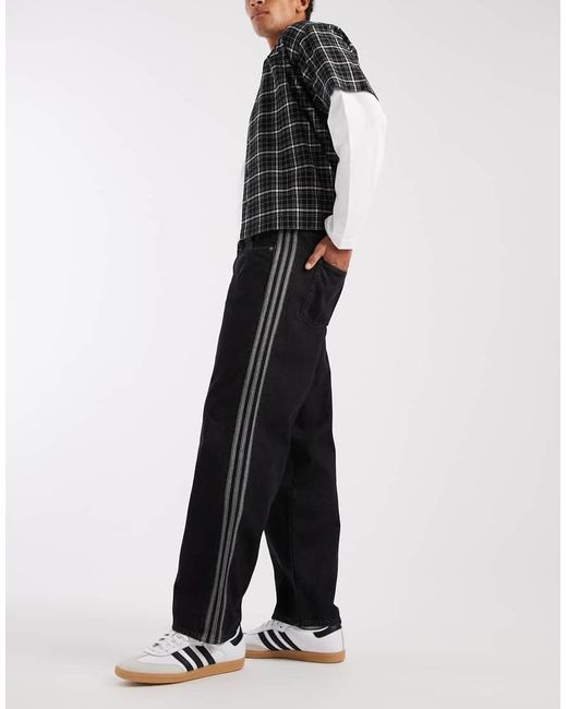 Adidas Originals Black Firebird Loose Fit Jeans for men