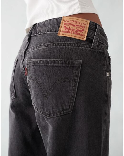 Jean ample à taille ultra-basse - noir délavé Levi's en coloris White