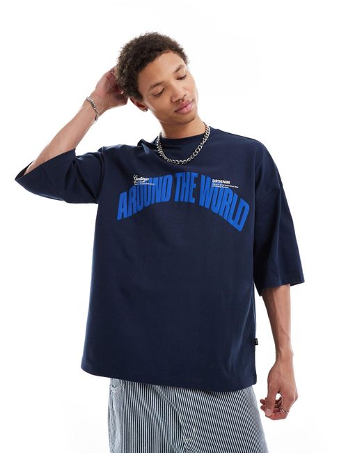 Dr. Denim – curtis – oversize-t-shirt in Blue für Herren