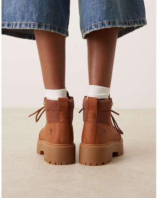 Botas Marrones Con Cordones Y Plataforma De Nobuk Stone Street De Timberland de color Gray