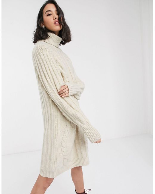 cream roll neck jumper dress