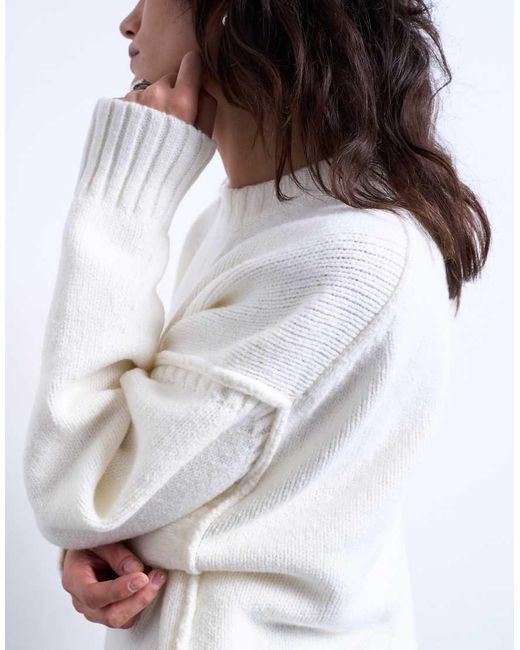 TOPSHOP White Knit Clean Exposed Seams Sweater