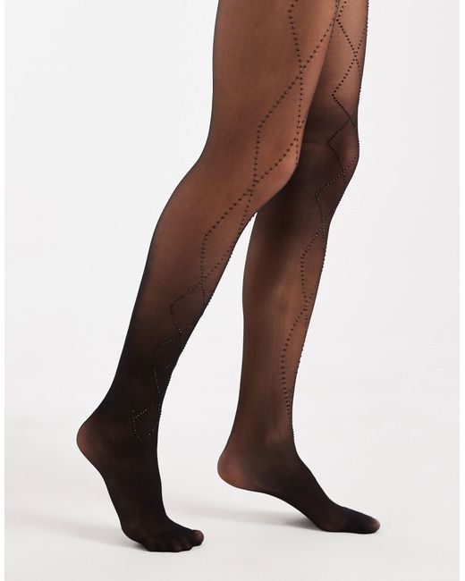 ONLY Black Rhinestone Diamond Tights