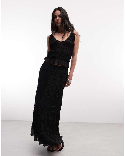 AllSaints White Lotus Co-Ord Ruffle Mesh Midi Skirt
