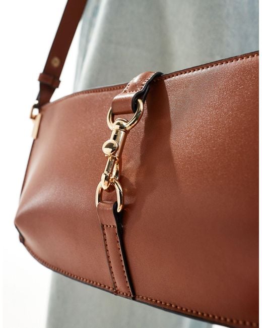 ASOS Brown Clip Hardware Shoulder Bag