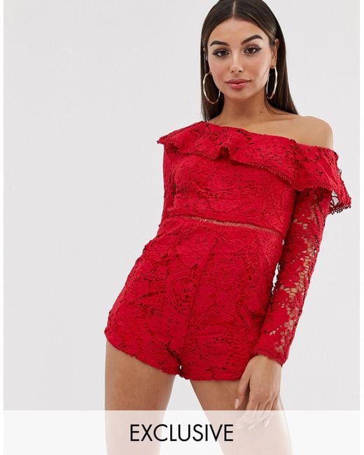 red lace playsuit