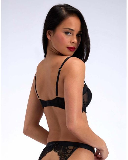 Boux Avenue Black Daria Crotchless And Bumless Briefs Floral Lace Knickers
