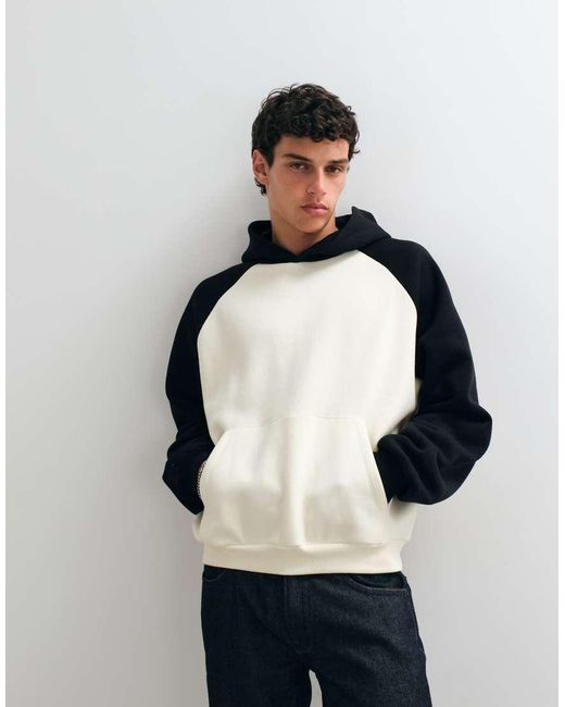 ASOS Blue Extreme Oversized Raglan Hood With Contrast Sleeve for men