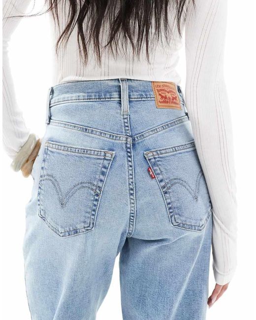 Vaqueros Mom Claro De Talle Alto De Levi's de color Blue