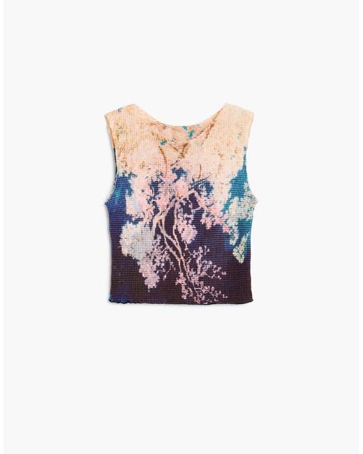 Desigual White Printed Sleeveless T-Shirt