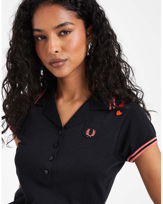 Fred Perry Black X Amy Winehouse Pocket Detail Knitted Polo Shirt