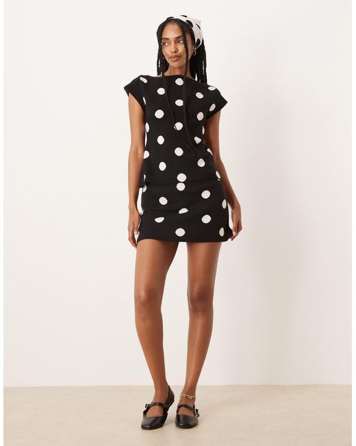 Mini-jupe d'ensemble à pois en maille douce ASOS en coloris Black