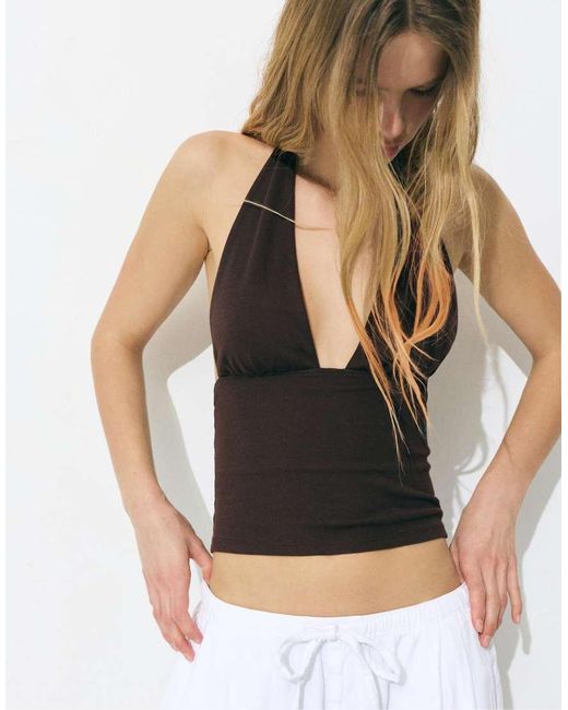 Pull&Bear White Halter Balconette Top