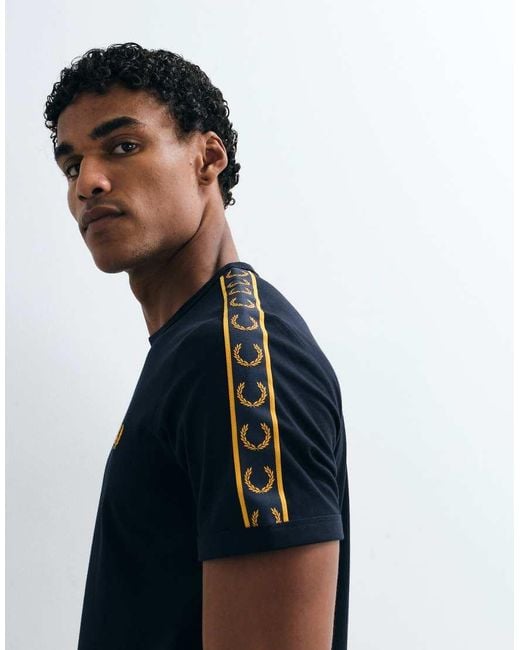 Fred Perry Blue Contrast Tape Ringer T-Shirt for men