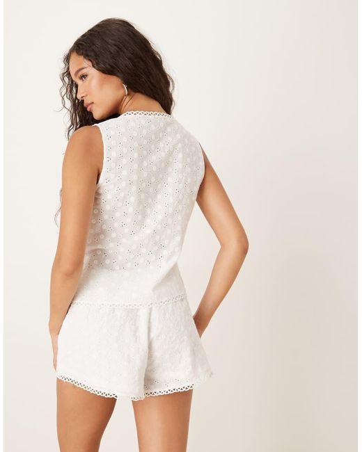 Gina Tricot Natural Co-ord Anglaise Tie Vest