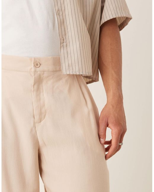 ASOS Natural Oversized Tapered Smart Trousers for men