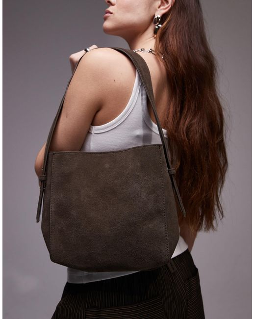 Mango Brown Suede Adjustable Strap Shoulder Bag