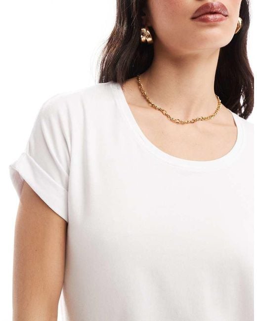 ONLY White Soft Round Neck T-shirt