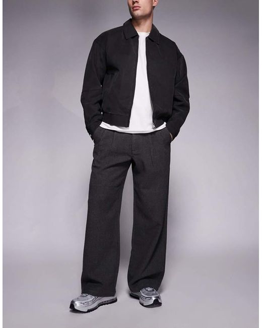 Prohibited Black Double Pleated Wool Look Club Trousers for men