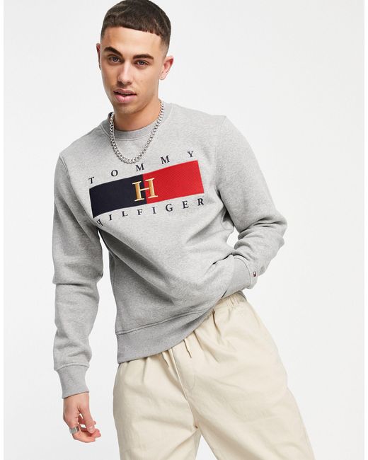 Tommy Hilfiger Grey Crew Neck Knit Sweatshirt XL