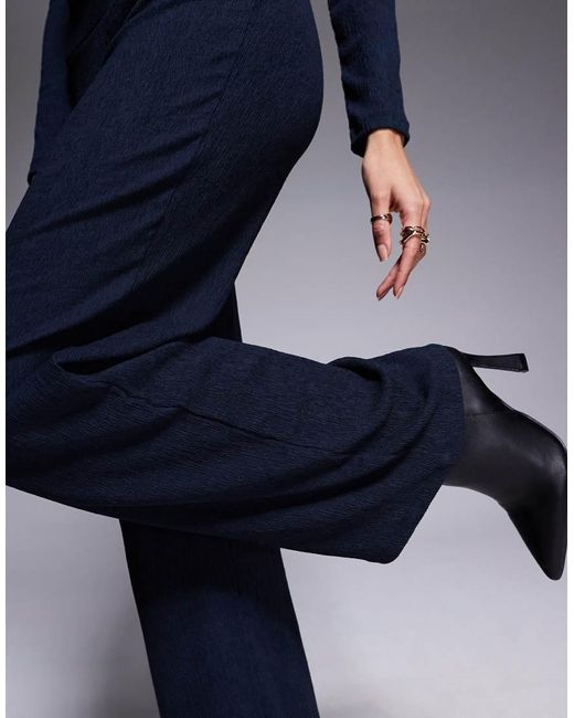 River Island Losse Broek Met Wijde Pijpen En Textuur in het Blue