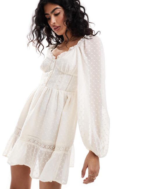 Miss Selfridge Chiffon Corset Detail Mini Dress in White