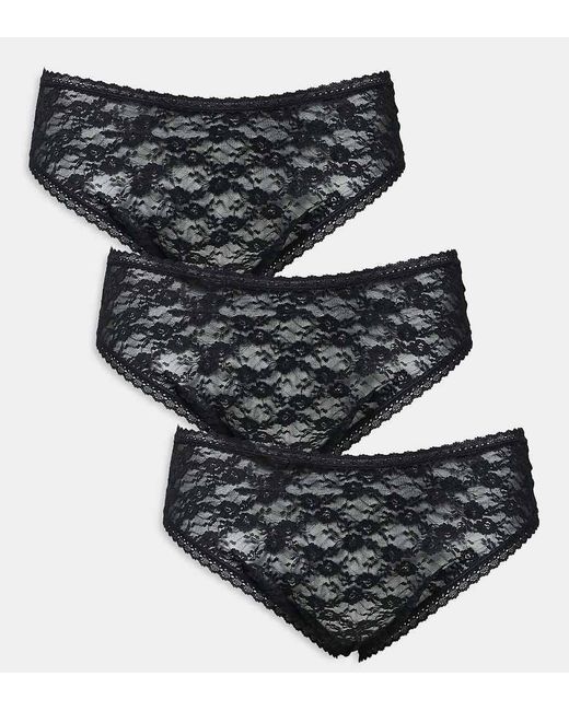ASOS Asos Design Curve 3 Pack All Over Lace Brazilian Brief in Black ...