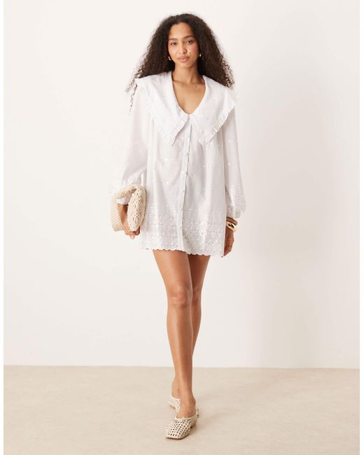 ASOS White – langärmeliges mini-hemdkleid