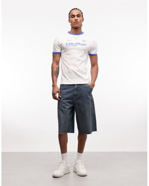 ASOS White Heavyweight Muscle Fit Ringer T-shirt With Football Graphic for men