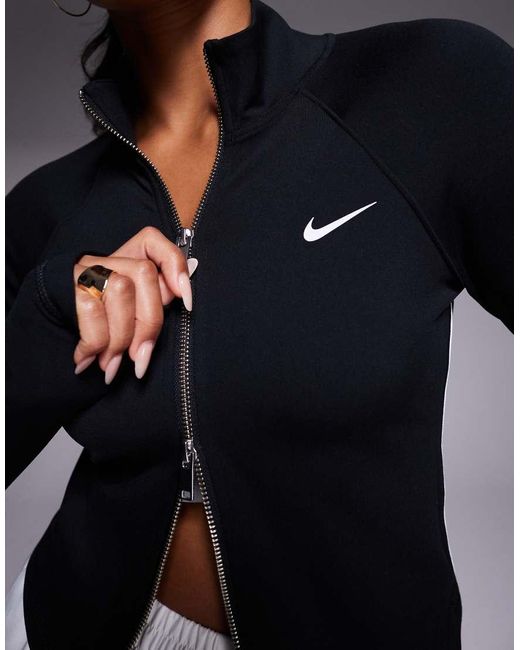 Chaqueta Negra Con Cremallera Bidireccional Gym Life Swoosh De Nike de color Blue