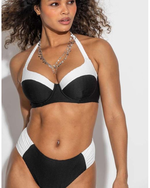 Pour Moi Black Acapulco Textured Tab Side Brief