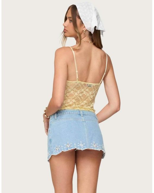 Edikted Blue Sheer Lace Cut Out Tank Top