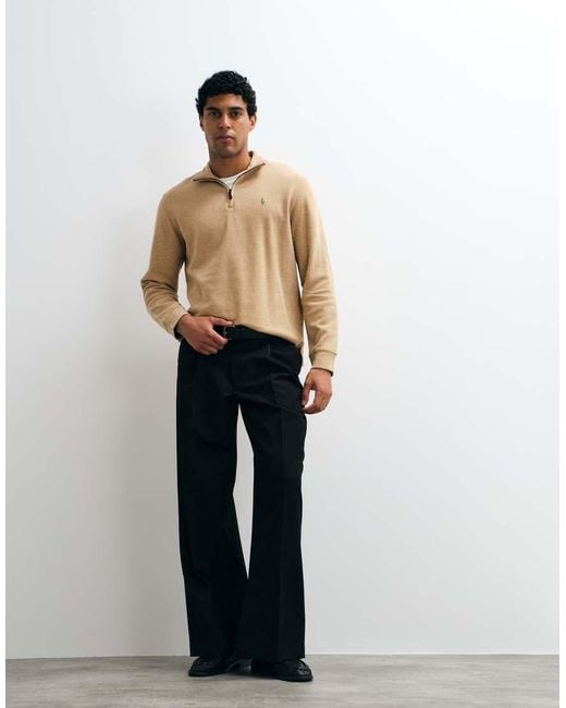 Polo Ralph Lauren Natural Icon Logo Estate Rib Quarter Zip Jumper for men