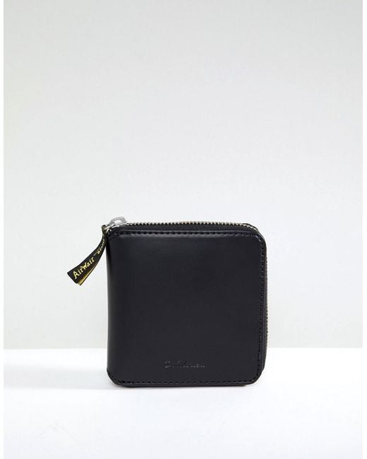 Dr. Martens Black Zip Wallet In Leather for men