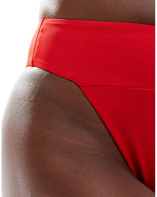 Maya - mix and match - slip bikini a vita alta ultra sgambati rossi con fascia ampia di ASOS in Red