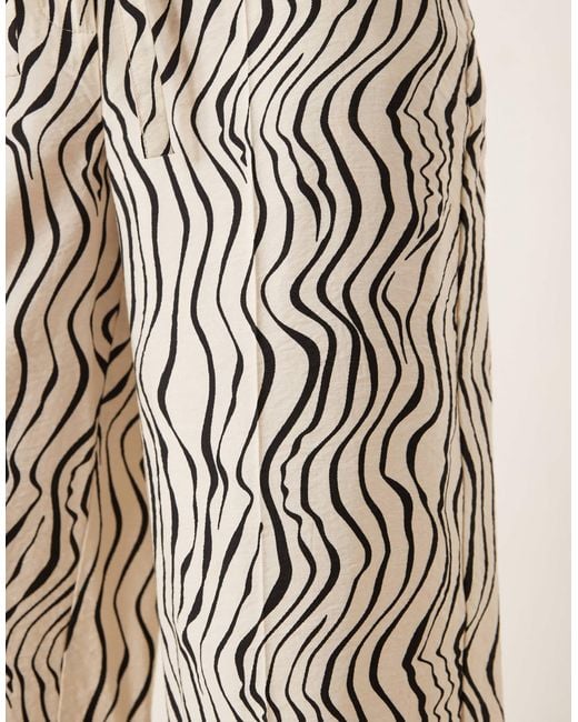 ASOS Natural – elegante hose aus leinenimitat mit zebramuster