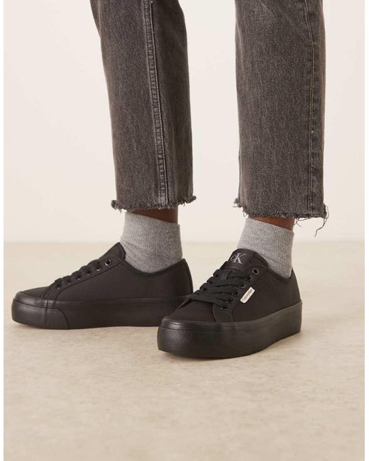 Calvin Klein Black Flatform Lace Up Trainers