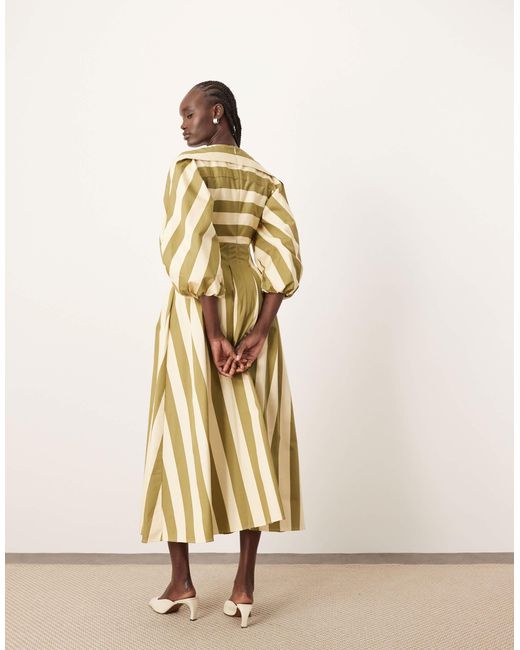 ARRANGE Natural Full Midi Dress With Pleat Detail