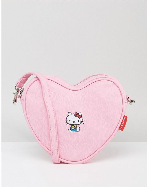 Lazy Oaf X Hello Kitty Heart Shaped Embroidered Cross Body Bag in 