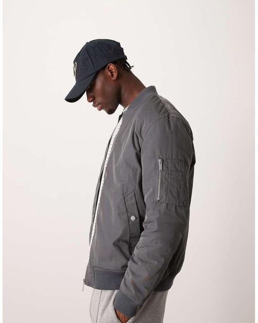 New Look Padded Bomber Jacket in Grey for Men Lyst UK