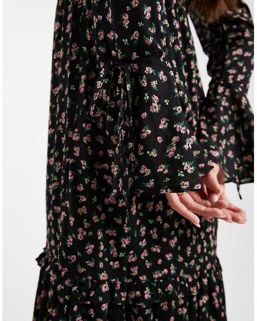 Wednesday's Girl Black Floral Floaty Midaxi Dress